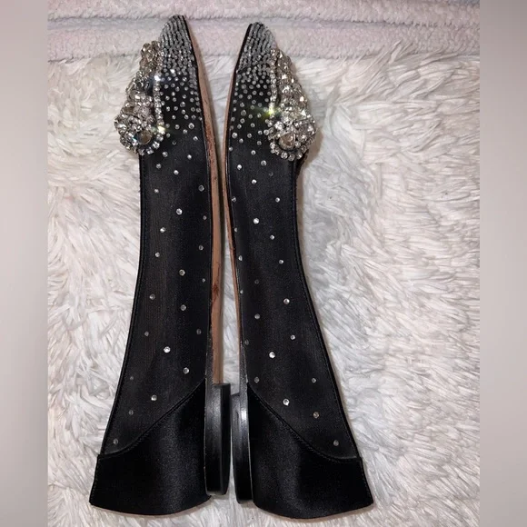 Badgley Mischika Black Embellished Flats - Picture 7 of 8